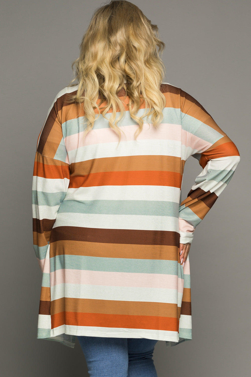 Striped Open Front Cardigan