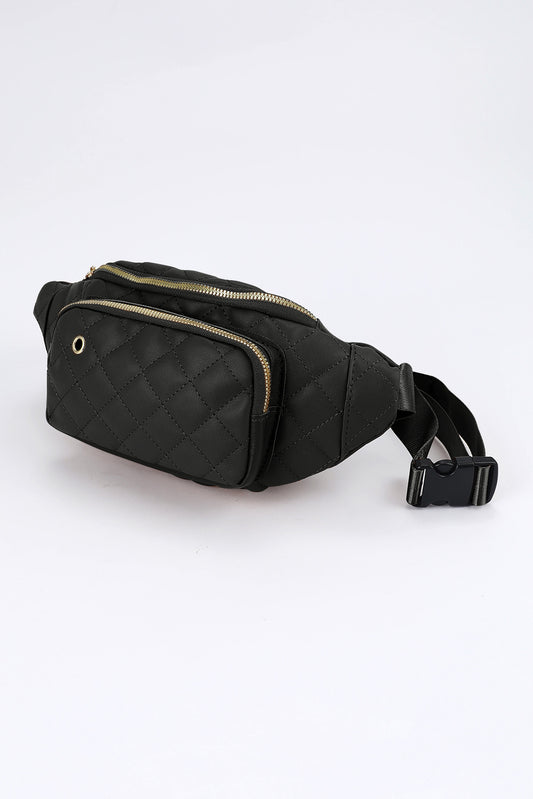 Black Quilted Waist Bag