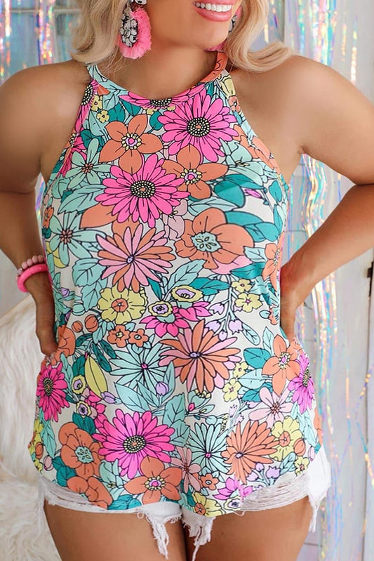 Bright floral print tank