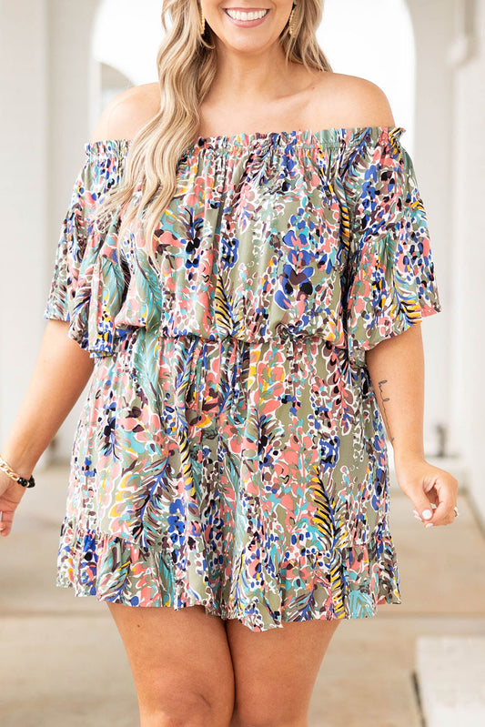 Off-Shoulder Floral Print Romper