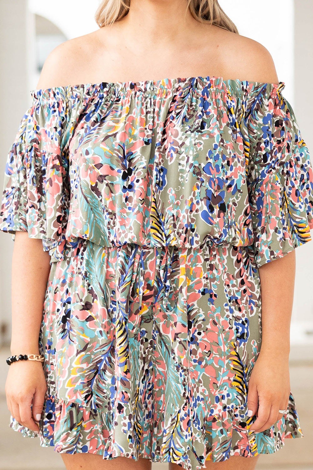 Off-Shoulder Floral Print Romper