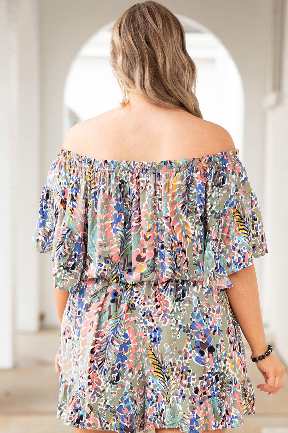 Off-Shoulder Floral Print Romper