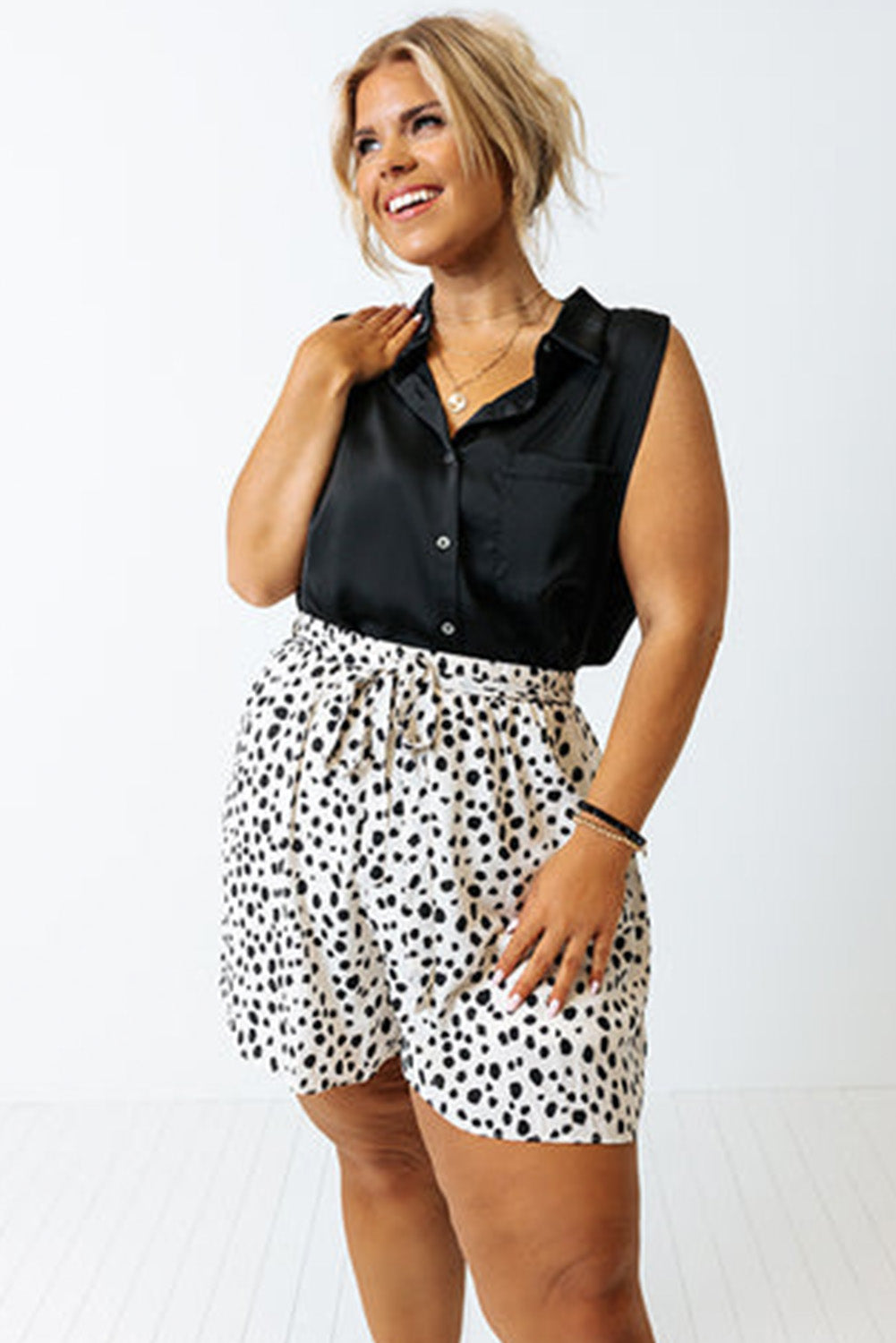 Dalmatian Print High-Waist Shorts