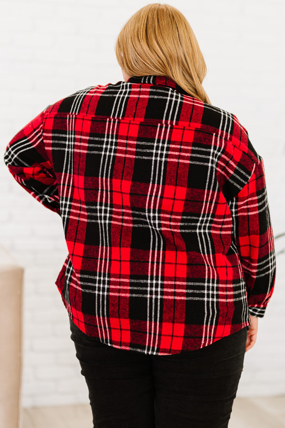 Red and Black Plaid Button Down