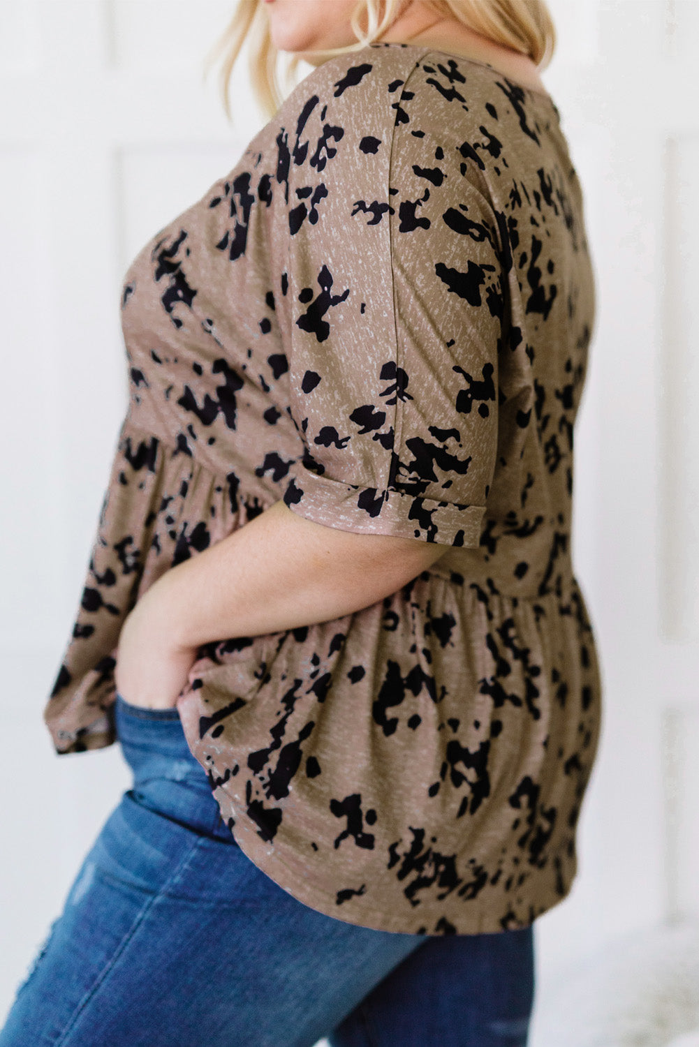 Tie-Dye Blouse, Black and Tan