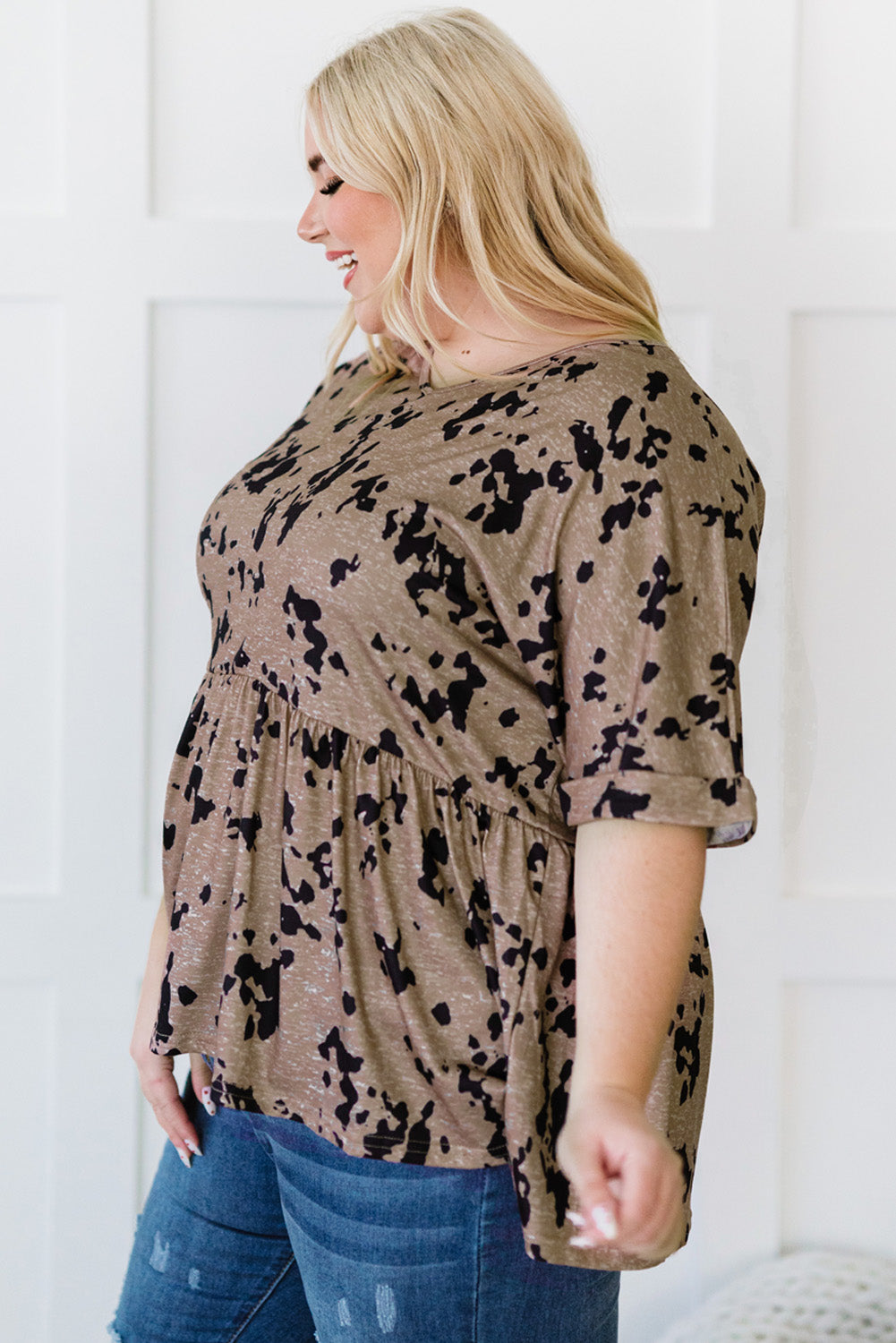 Tie-Dye Blouse, Black and Tan