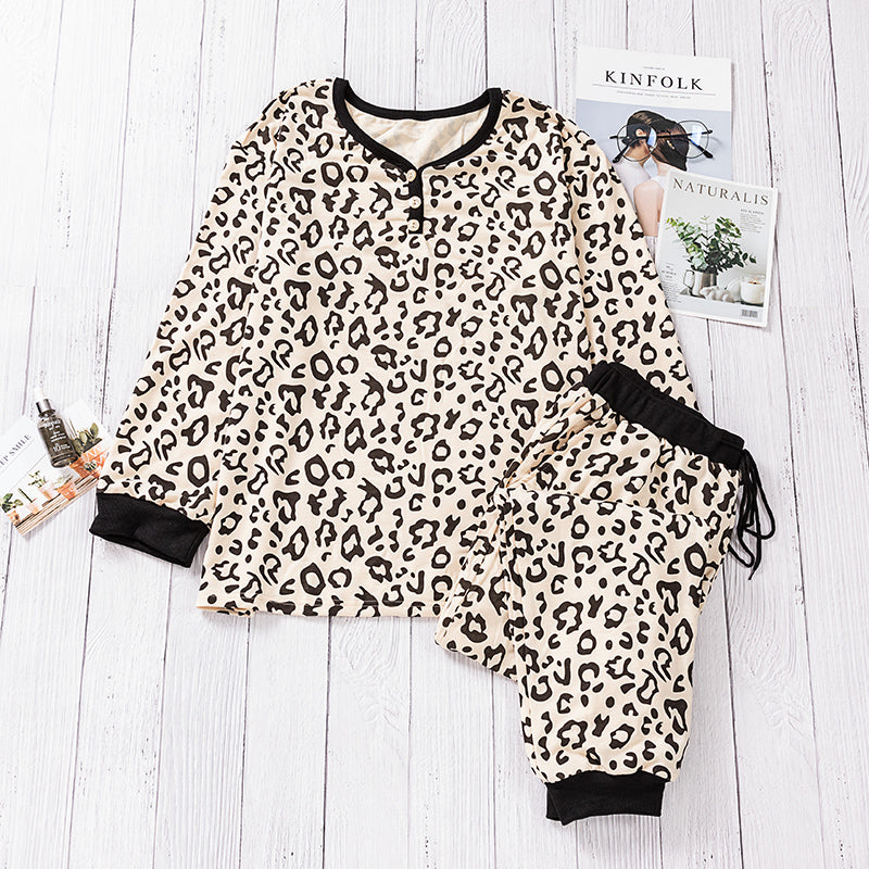 Leopard V-Neck Top and Joggers Lounge Set