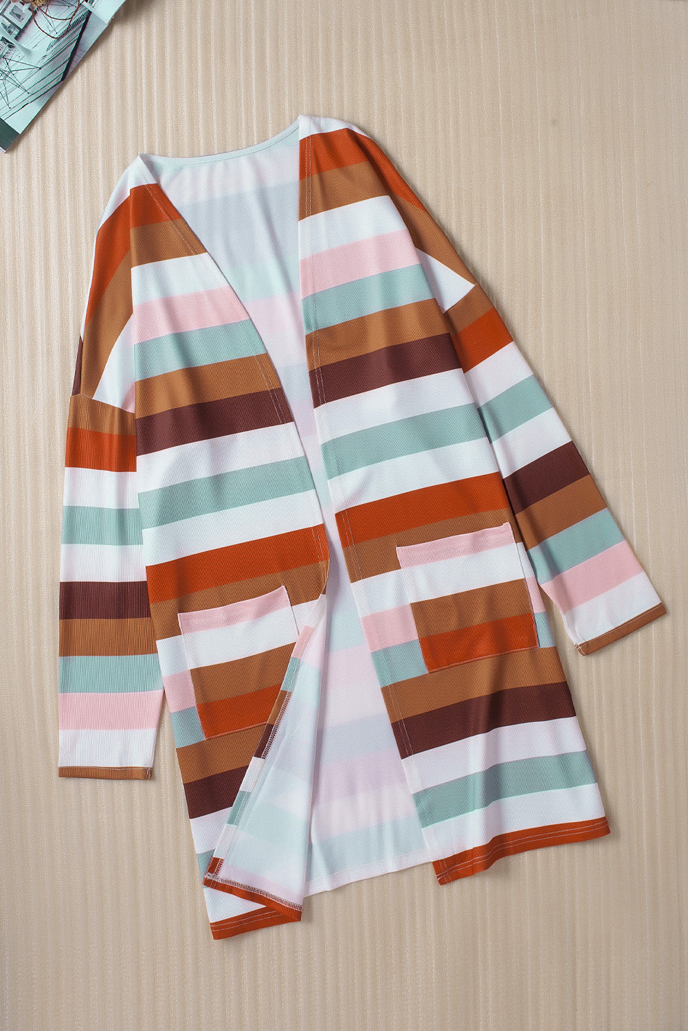 Striped Open Front Cardigan