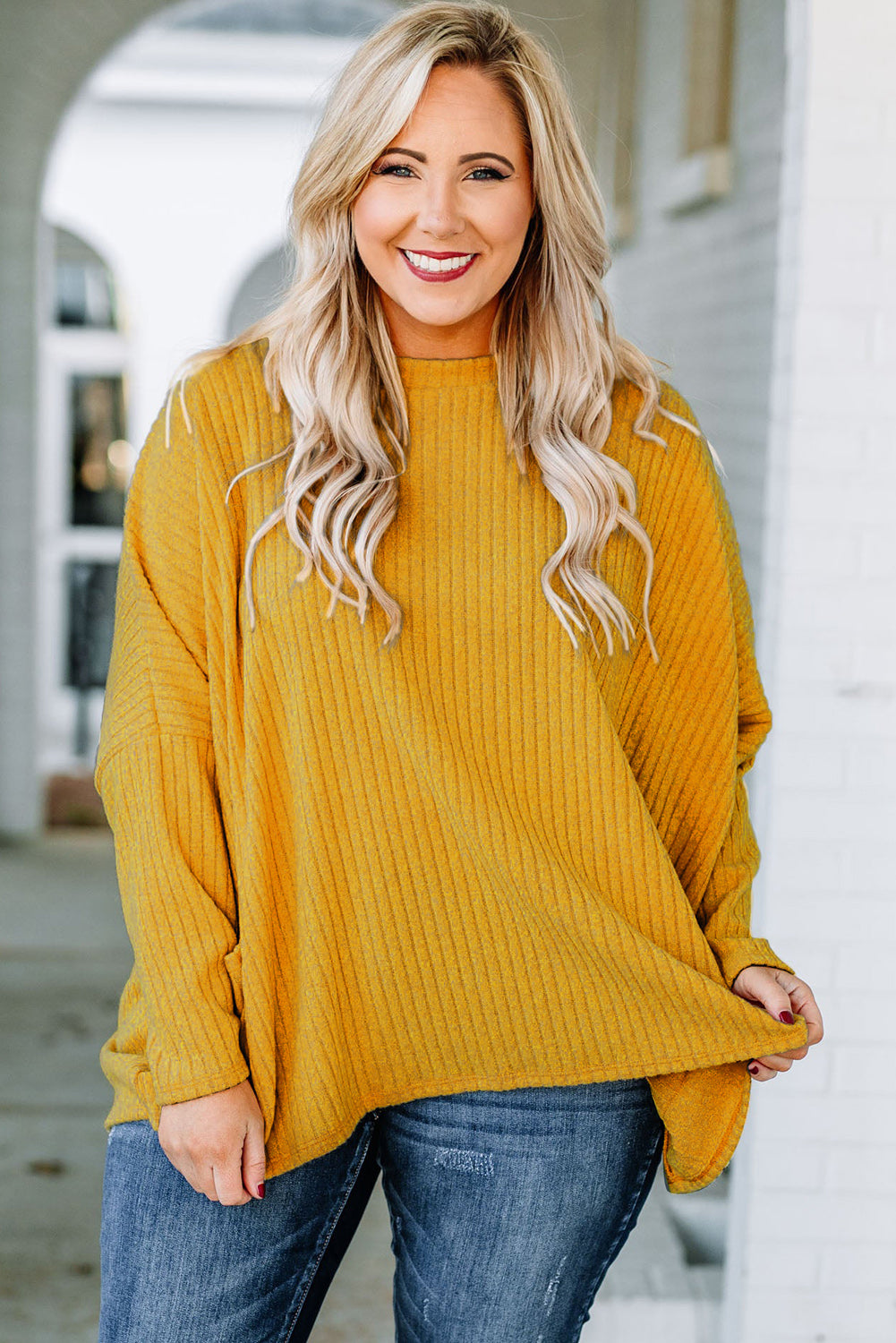 Textured Top with Pockets, Yellow