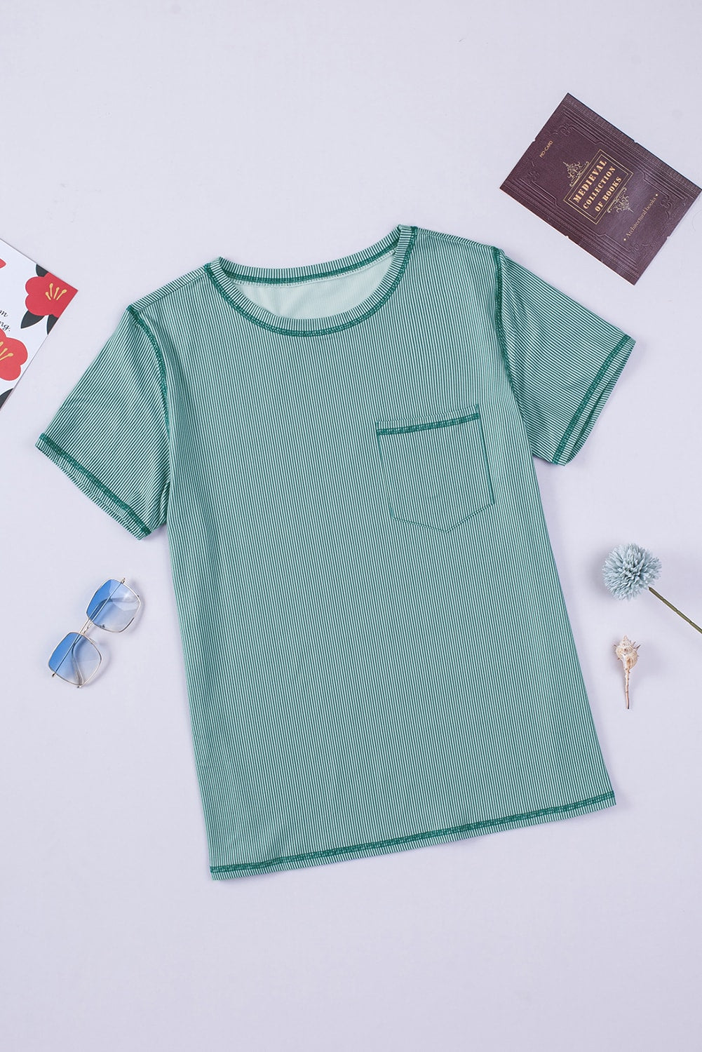 Striped Pocket Tee, Green