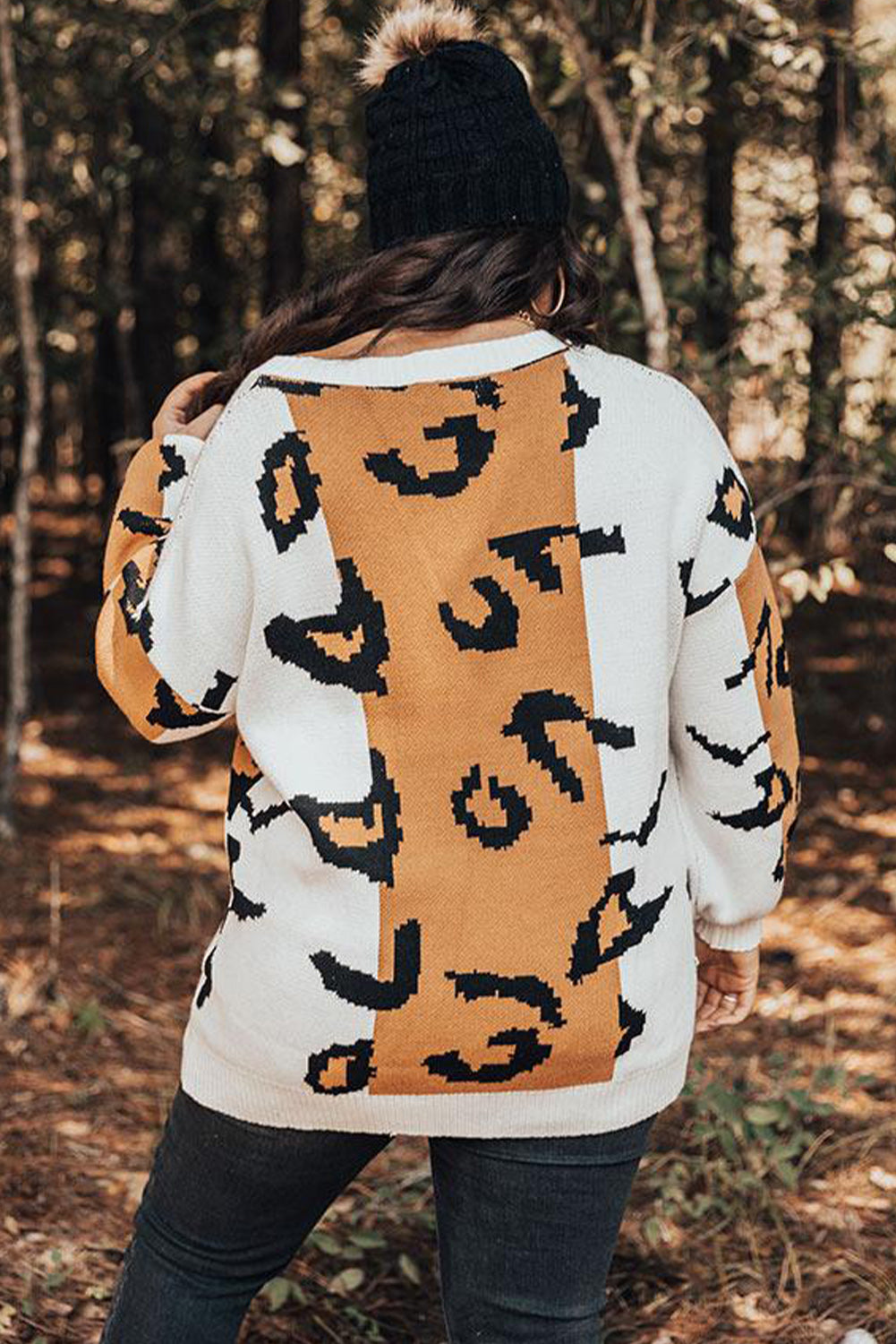 Color Blocked Leopard Sweater