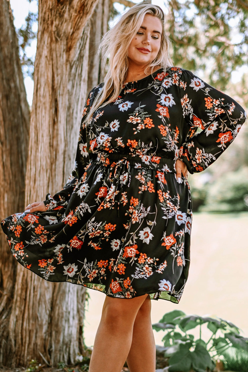 Bubble Sleeve Floral Dress