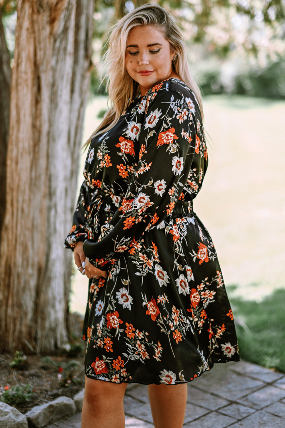 Bubble Sleeve Floral Dress