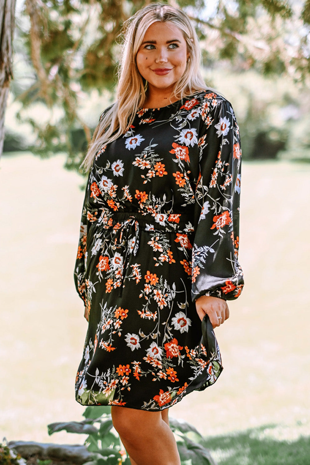 Bubble Sleeve Floral Dress