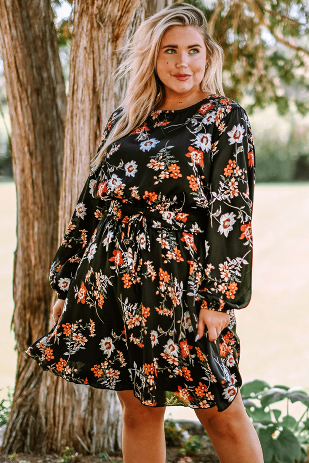 Bubble Sleeve Floral Dress