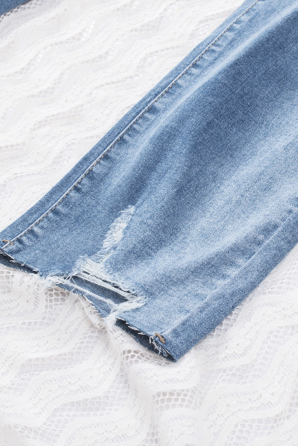 Mid-Rise Light Blue Distressed Skinny Jeans